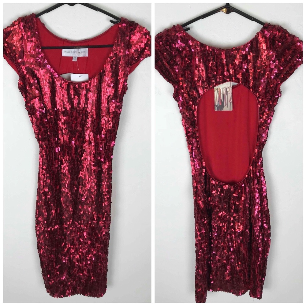 Dress The Population Red Sequin Dress